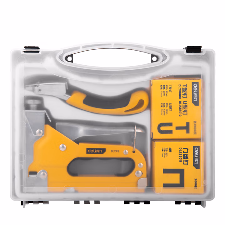 deli得力DL238104三合一打钉枪套装三款枪钉各2000枚(黄)(套)