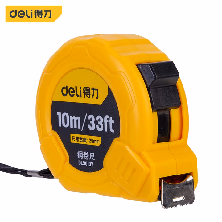 deli得力DL9010Y钢卷尺10mx25mm公英制(黄)(把)