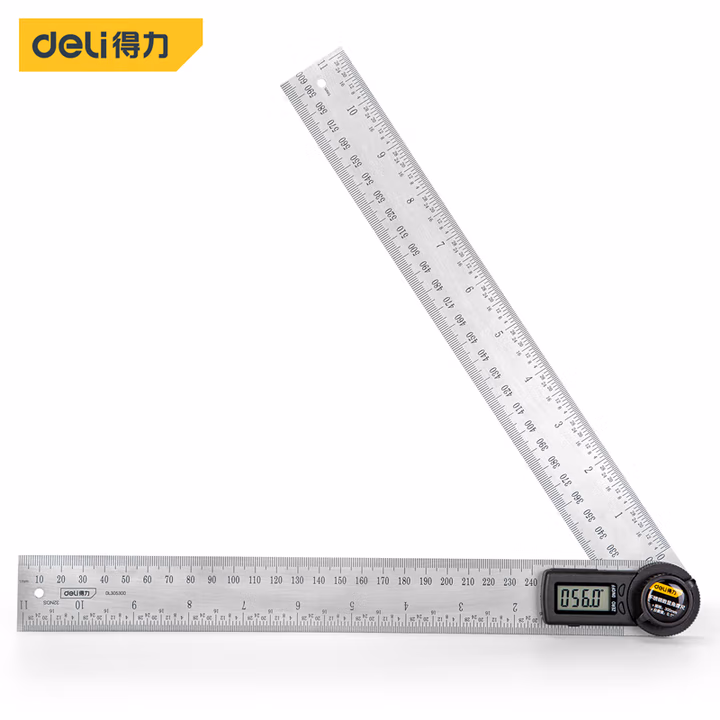 deli得力DL305300数显角度尺300mm不锈钢(银)(把)