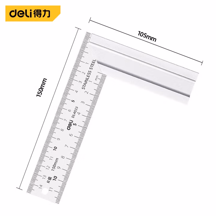 deli得力DL4033钢角尺150mm铝型材(银)(把)