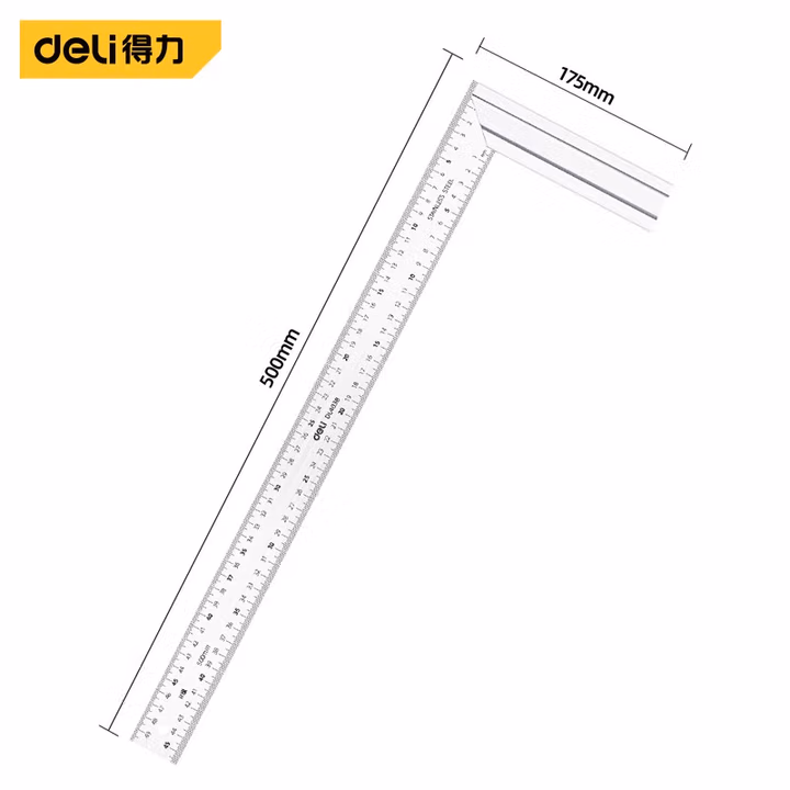 deli得力DL4038钢角尺500mm铝型材(银)(把)