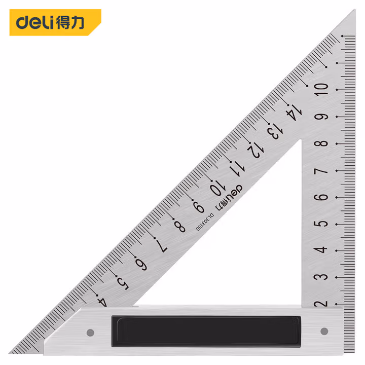 deli得力DL303150三角尺150mm铝压铸(银)(把)