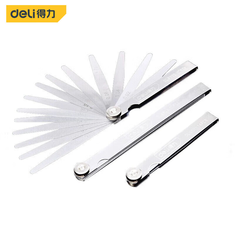 deli得力DL9501塞尺100Lx0.05-1.00mm_14件套(银)(把