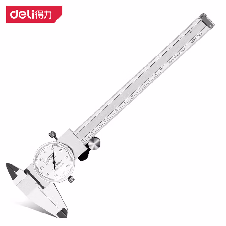 deli得力DL93150B带表卡尺150mm专业0.01mm(红)(把)