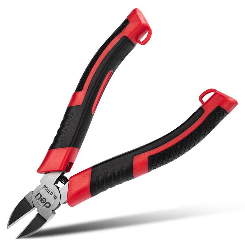 deli得力DL0305G水口钳5寸塑柄铬钒钢(红)(把)