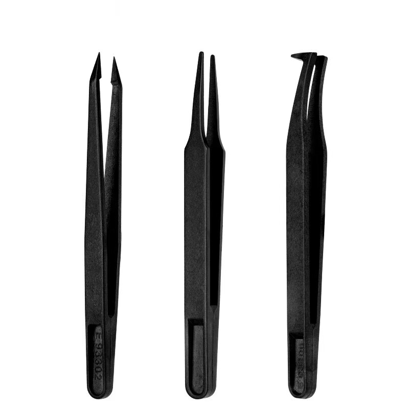 deli得力DL396003F镊子3件套防静电(黑)(套)