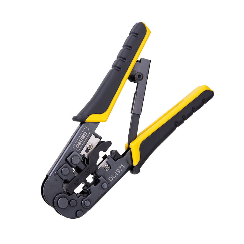 deli得力DL4971网络钳4/6/8P棘轮(黄)(把)