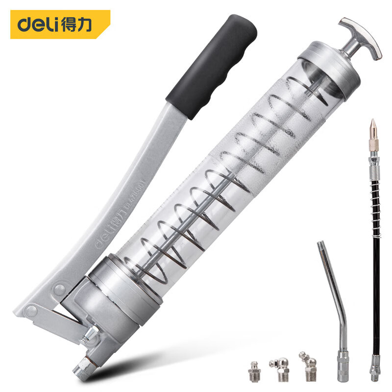 deli得力DL471600T透明管手动黄油枪600CC(黄)(把)