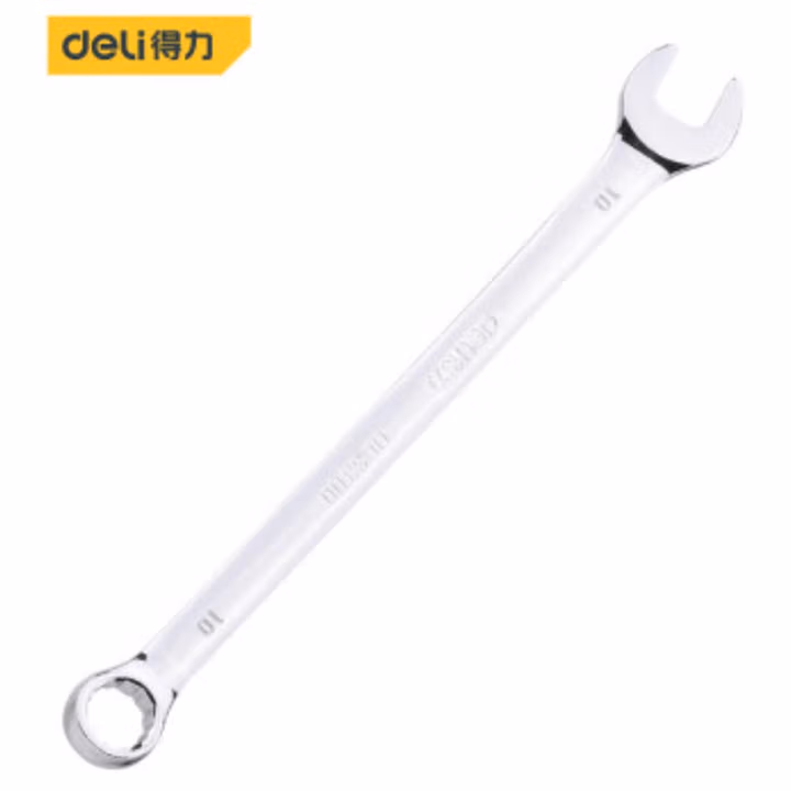 deli得力DL33110镜面两用扳手10mm铬钒钢(银)(把)