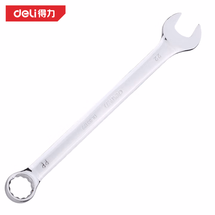 deli得力DL33122镜面两用扳手22mm铬钒钢(银)(把)