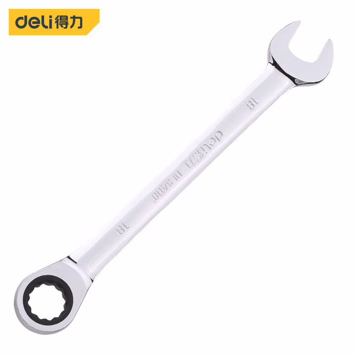 deli得力DL33124镜面两用扳手24mm铬钒钢(银)(把)