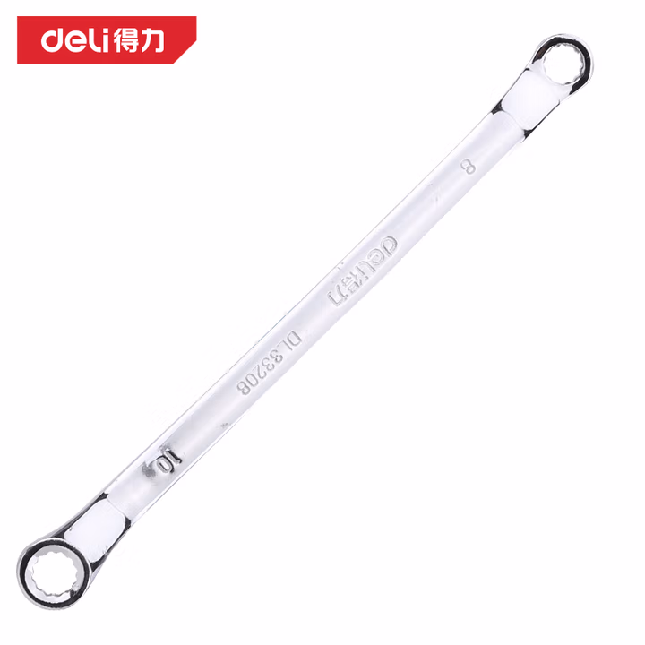 deli得力DL33208镜面双梅花扳手8x10mm铬钒钢(银)(把)