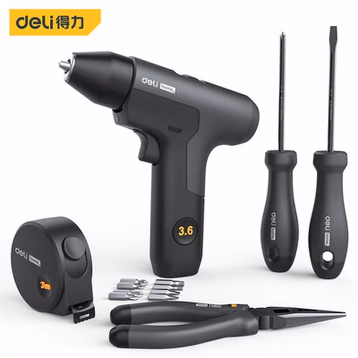 deli得力HT0106_home系列无刷锂电钻组套6件套(黑)(套)