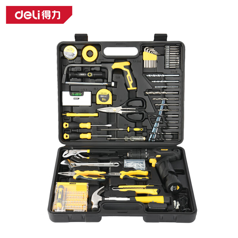 deli得力DL1085L锂电钻工具套装85件套(黑)(套)
