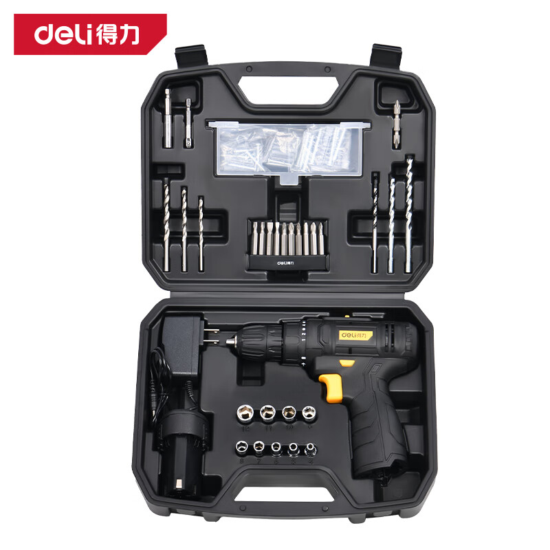 deli得力DL1021L锂电钻工具套装21件套(黑)(套)