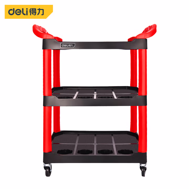 deli得力DQ02103三层塑料工具车830×435×968mm(红)(台)