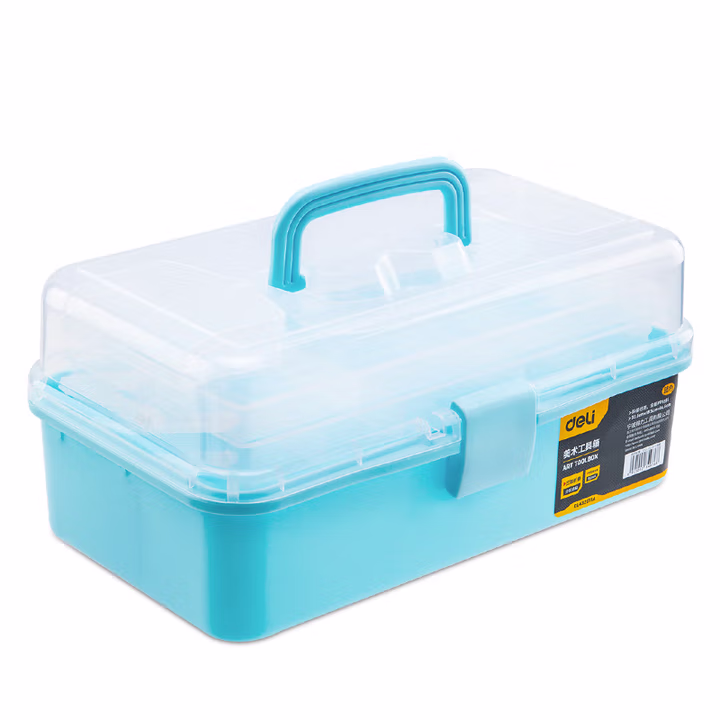 deli得力DL432013A塑料工具箱13寸三层(蓝)(只)
