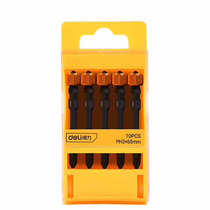 deli得力DL252202C磁圈定位抗冲击双头旋具头PH2x65mm(黄)(支