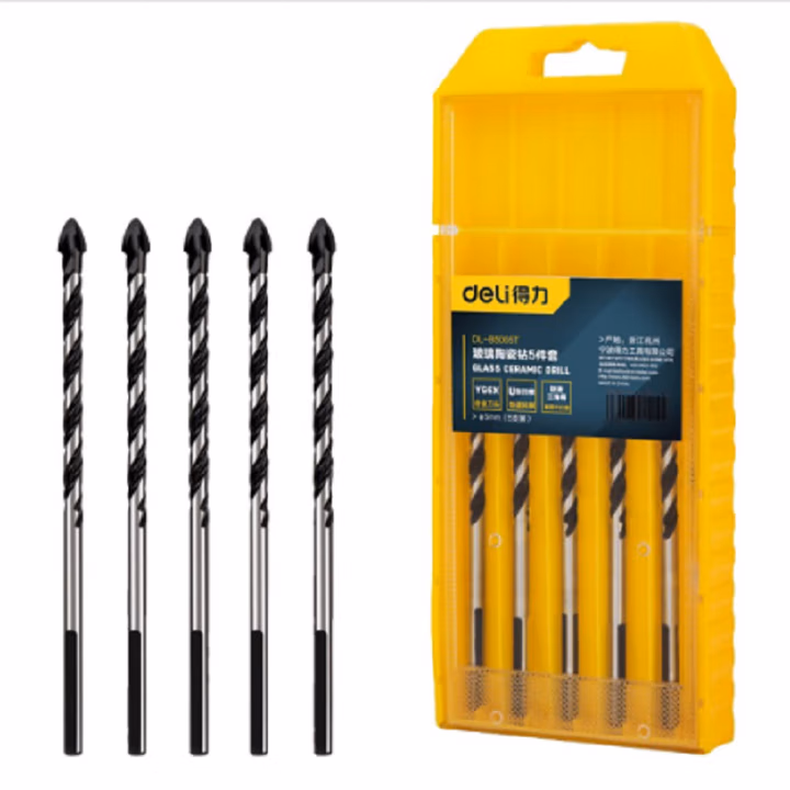 deli得力DL-B8005T瓷砖钻套装8mm_5件套_YG6X(黑)(盒)