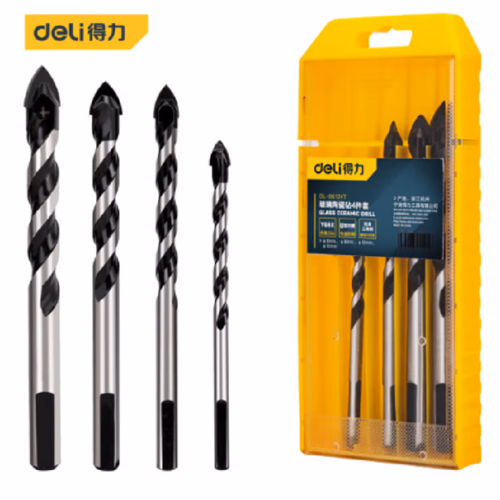 deli得力DL-B6124T瓷砖钻套装6-12mm4件套_YG6(黑)(盒)