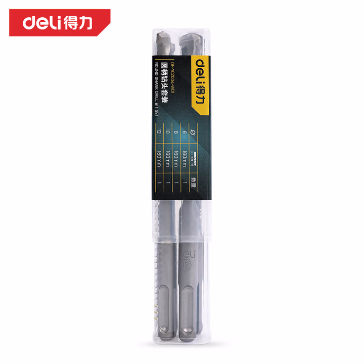 deli得力DH-YCZ004-WD1圆柄钻头四件套6-12mm(银)(盒)