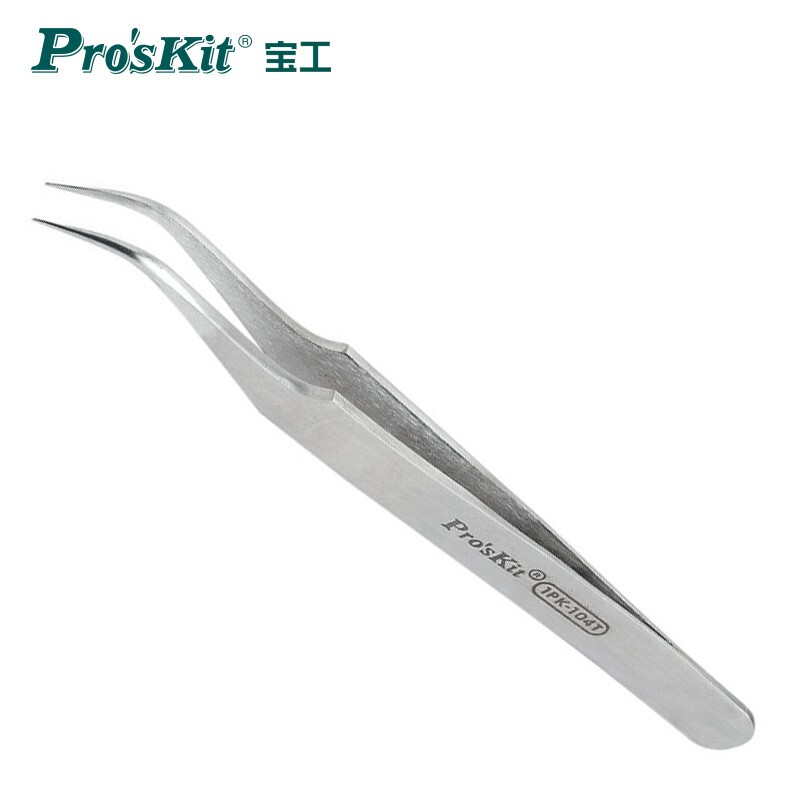 PROSKIT/宝工 不锈钢防磁弯尖镊子(120mm) 1PK-104T