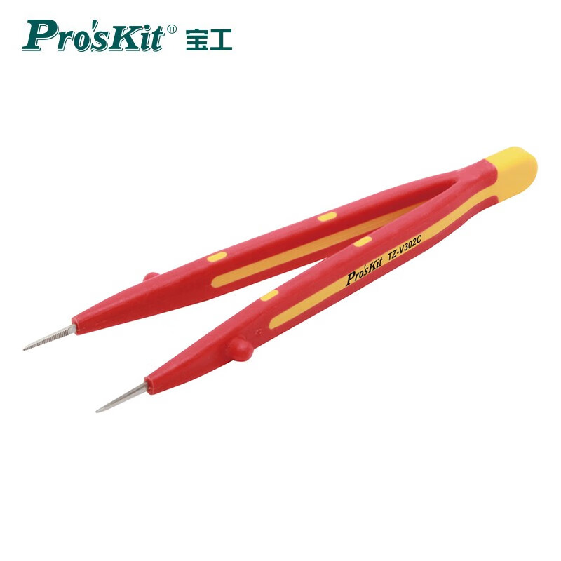 PROSKIT/宝工 VDE 1000V圆尖横齿镊子 160mm TZ-V302C