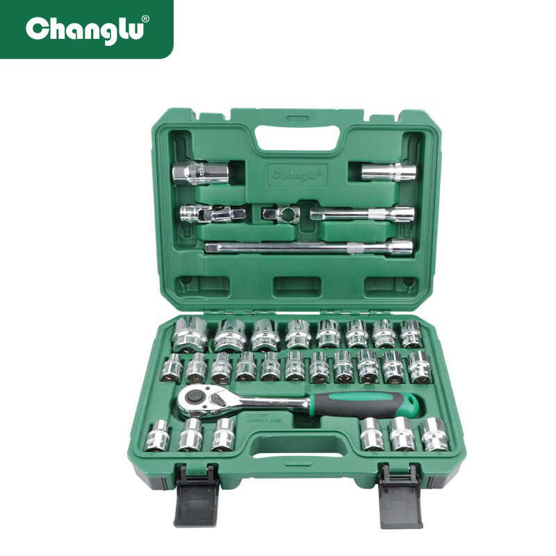 CHANGLU/长鹿 32件12.5mm系列镜面铬钒套筒方盒组套（自脱棘轮） 101801