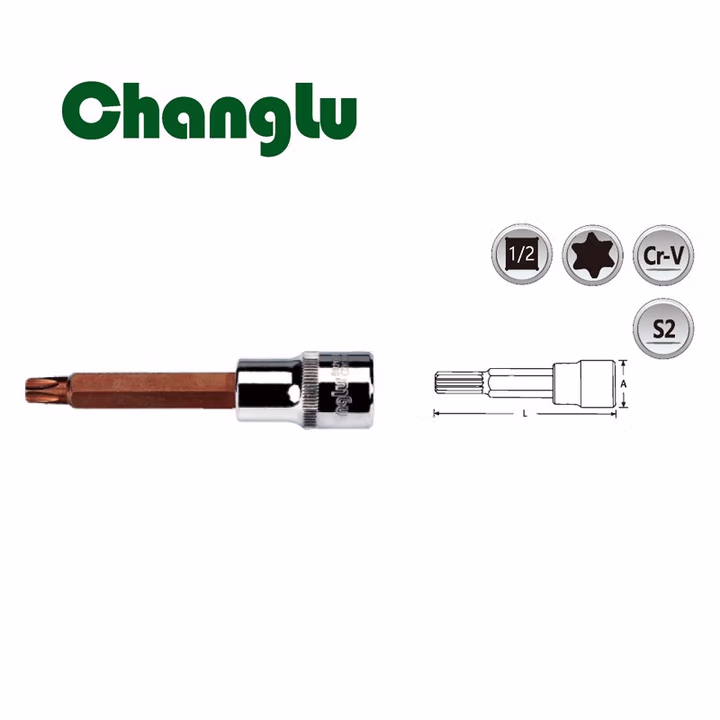 CHANGLU/长鹿 12.5mm系列六花星批套筒(S2钢制作)T65X100mm 502065