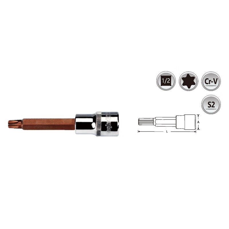 CHANGLU/长鹿 12.5mm系列六花星批套筒(S2钢制作)T70X100mm 502070