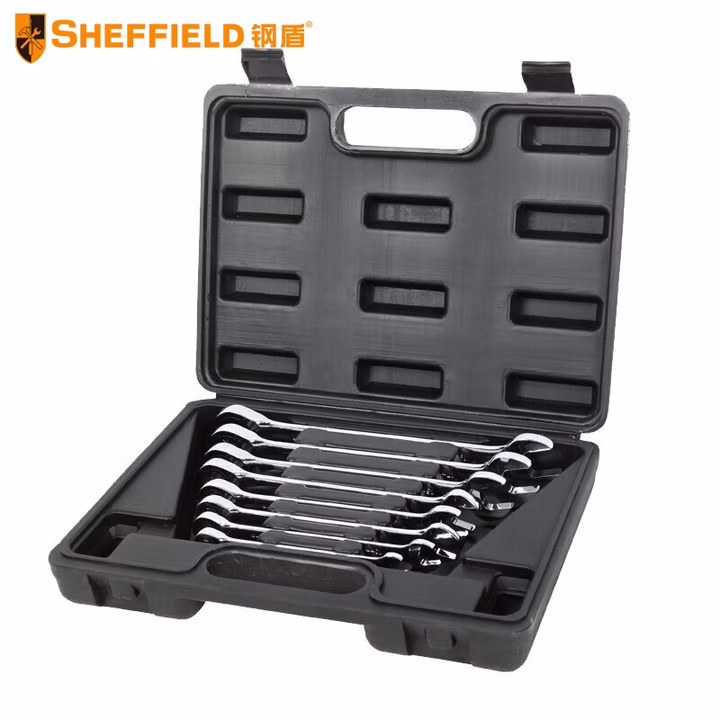 SHEFFIELD/钢盾 7件套公制精抛光活头棘开快扳组套 S018902