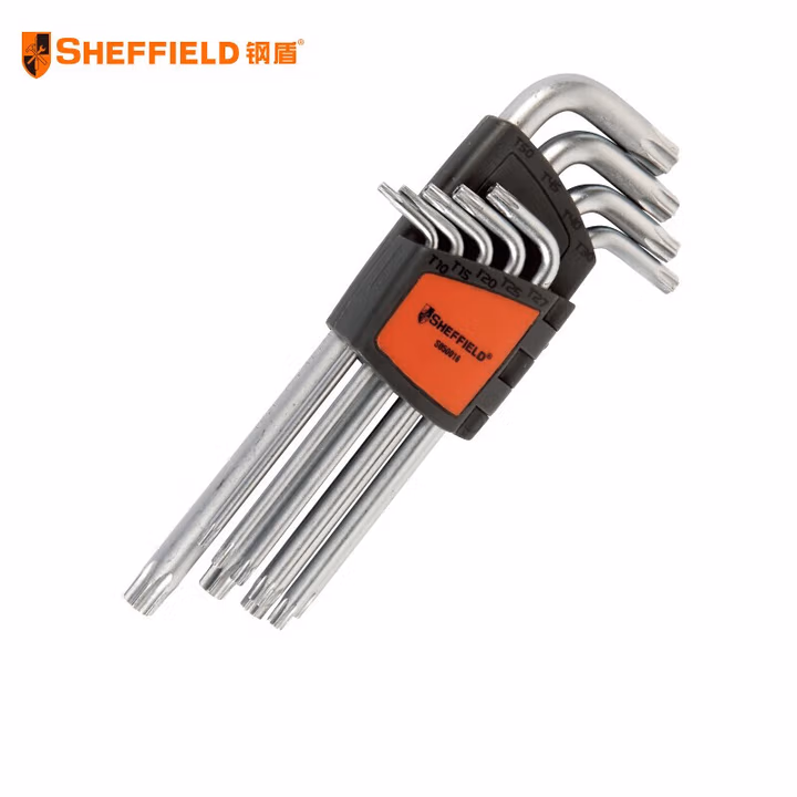 SHEFFIELD/钢盾 9件套加长L型花型扳手T10-T50 S050016