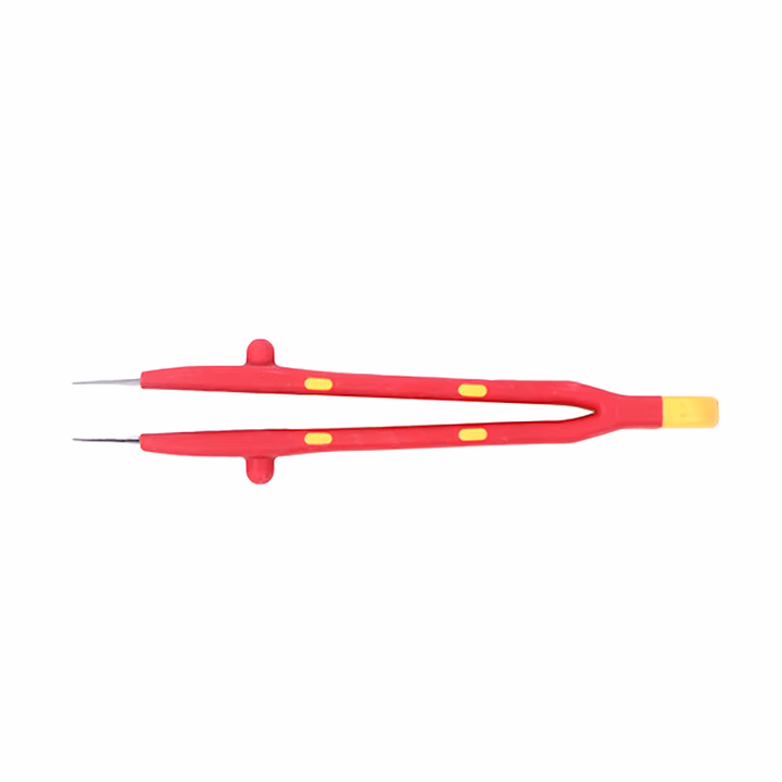 SHEFFIELD/钢盾 双色柄绝缘针尖无齿镊子180mm S150012