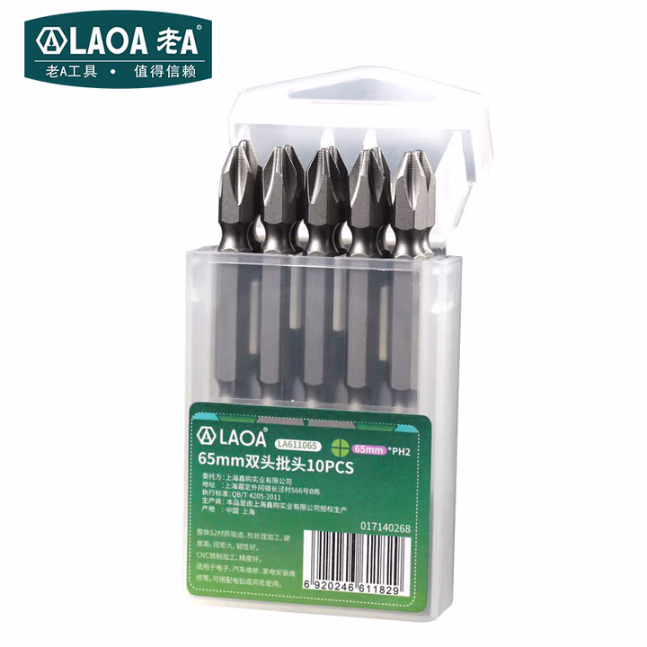 LAOA/老A 1/4＂系列10PCS双头风批嘴65MM LA611065