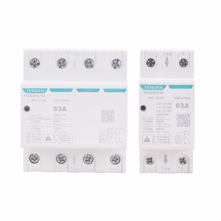 TENGEN/天正 自恢复式过欠压保护器 TGZGQ1N-80 1P+N 50A 下进线 N在右(祥云3.0)