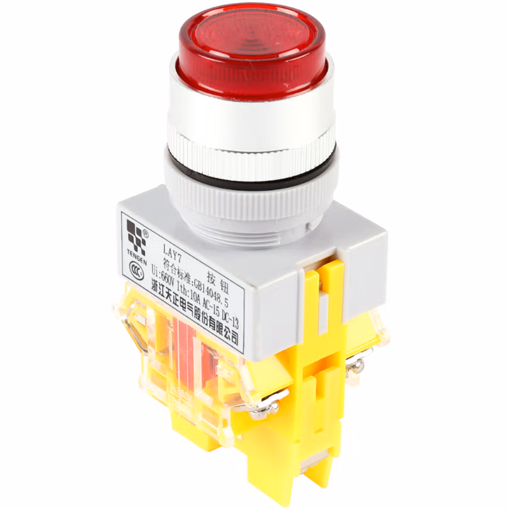 TENGEN/天正 按钮 LAY7-11DZS 带灯自锁 红 220V