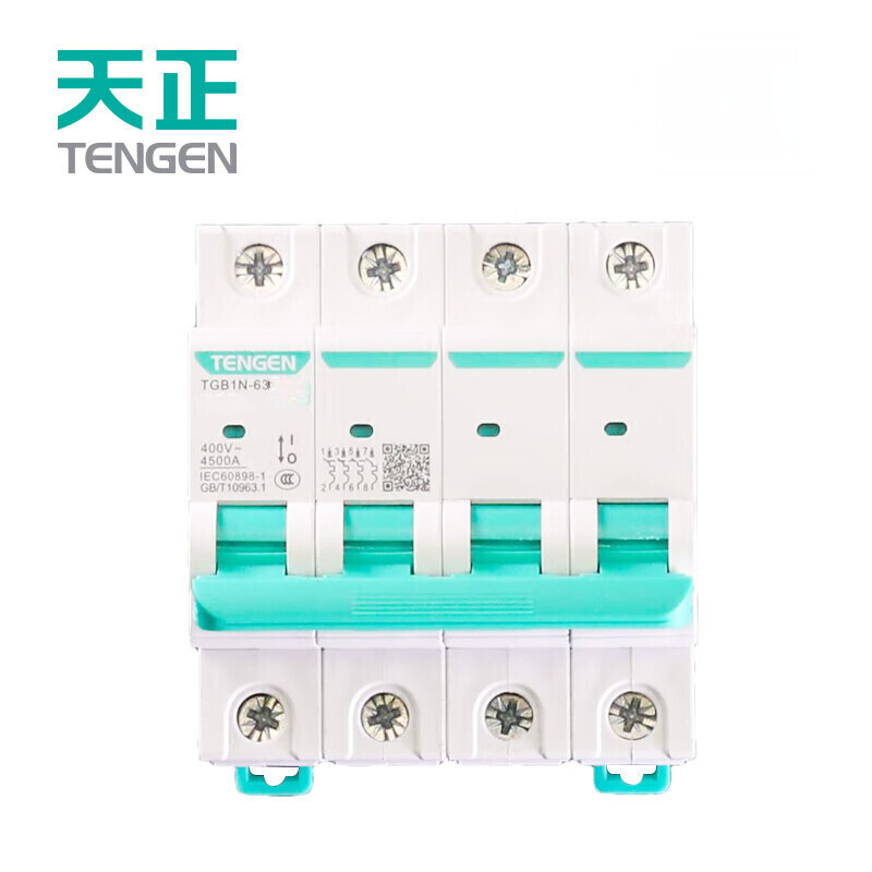 TENGEN/天正 小型漏电断路器 TGB1NLE-63Y 4P C6 30mA(祥云3.0)