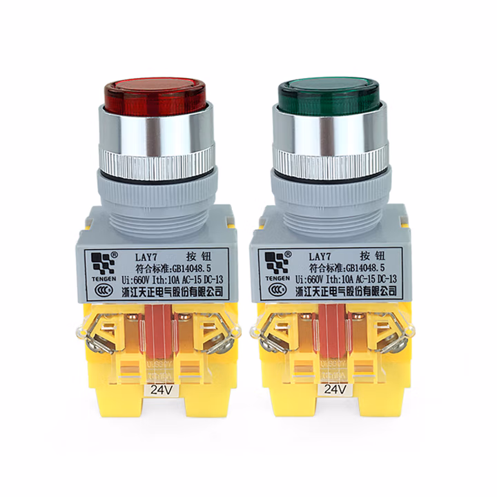 TENGEN/天正 按钮 LAY7-11DZS 带灯自锁 绿 380V