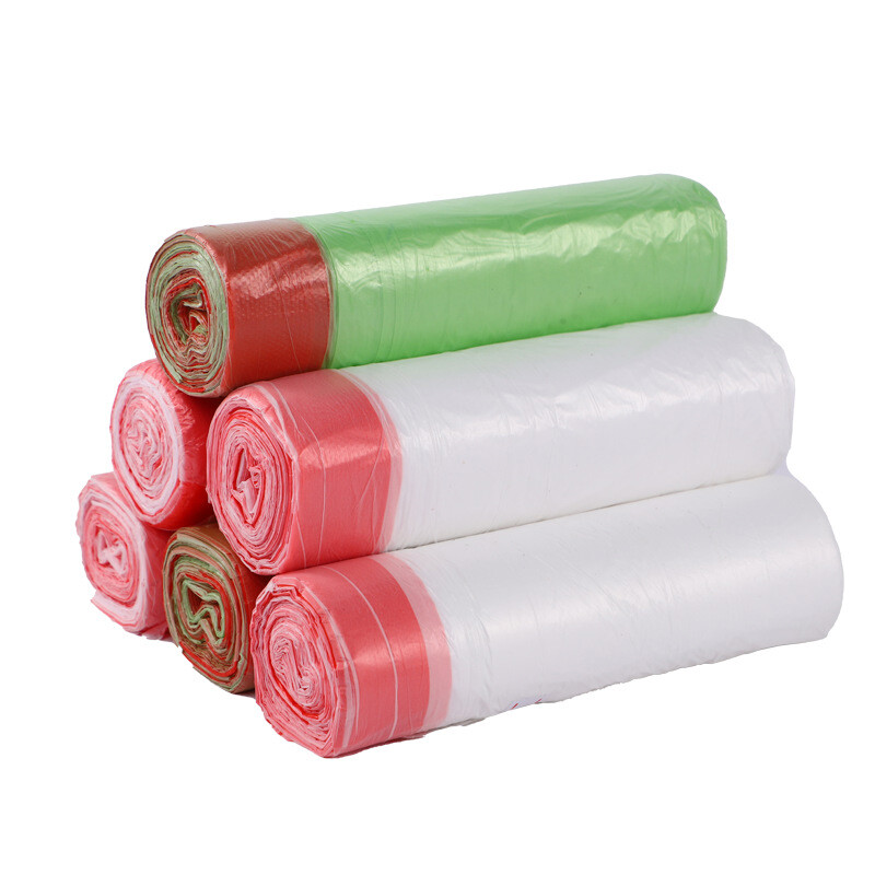 海斯迪克 HKZX-51 可降解自动收口抽绳垃圾袋 加厚环保穿绳垃圾清洁袋 4卷 白色抽绳(45*50 60只）