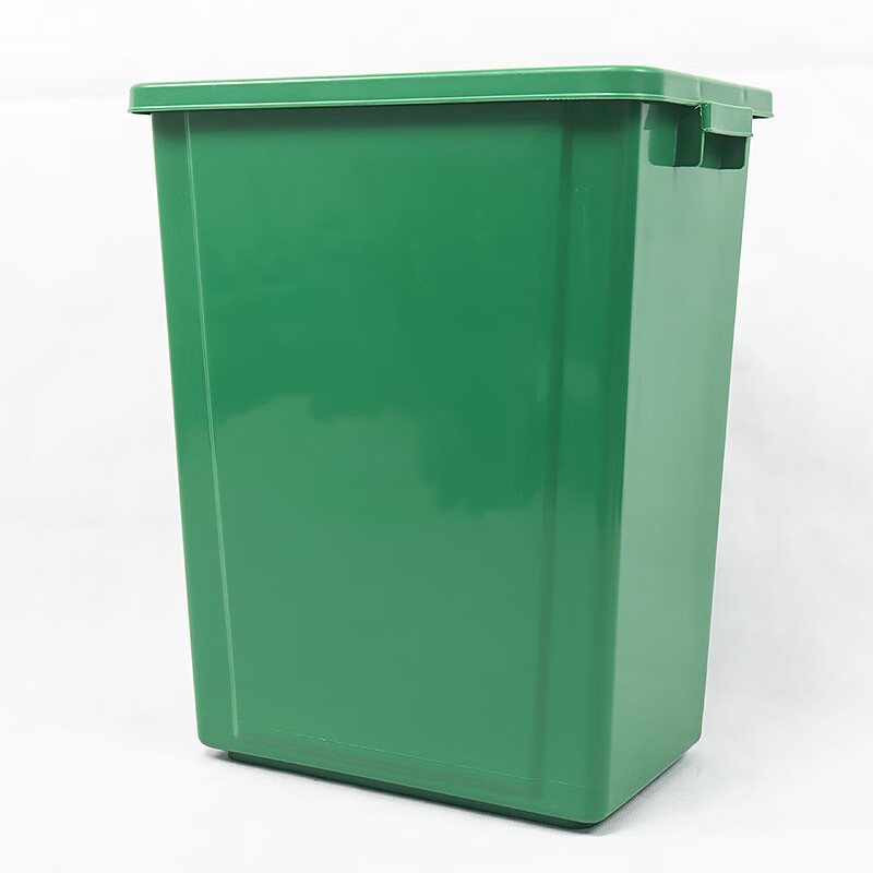 海斯迪克 HK-368 塑料长方形垃圾桶 环保户外翻盖垃圾桶 可定制上海分类垃圾桶 工业清洁垃圾桶 20L无盖 绿色