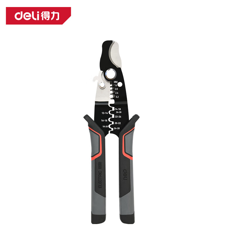 deli得力DL383011电缆压接剥线钳1.6-3.2mm(黑)(把)