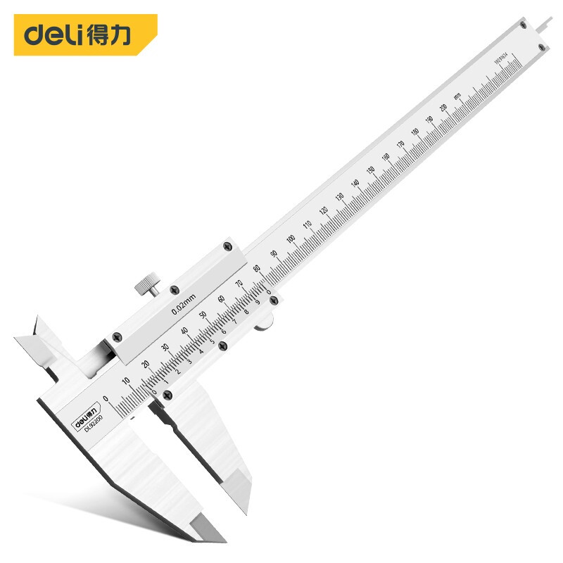 DELI/得力 deli得力DL92200游标卡尺200mm机械简易(银)(把) DL92200