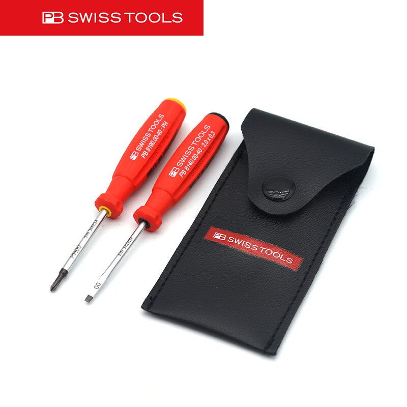 PB SWISS TOOLS/ 瑞铂 一/十字螺丝刀皮革2件套装 PB 8535.