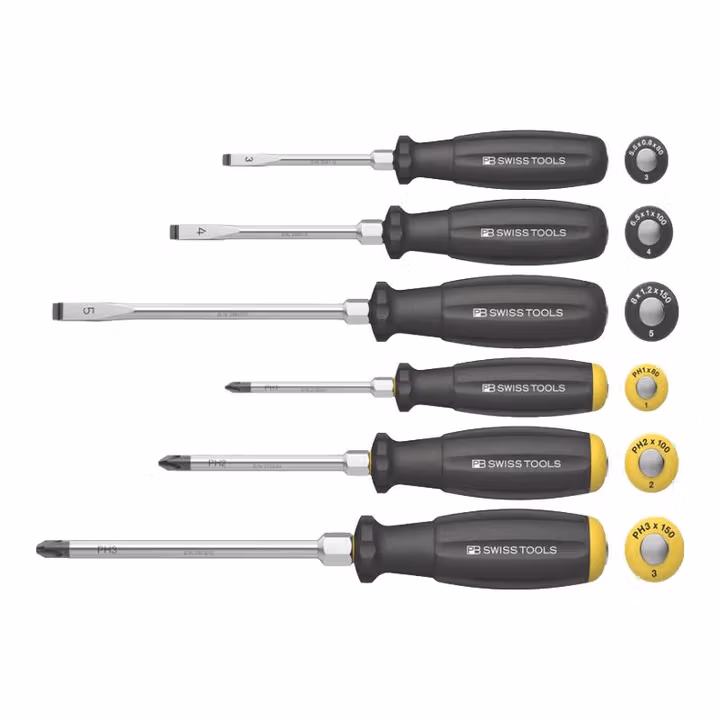 PB SWISS TOOLS/ 瑞铂 强力一/十字可砸螺丝刀6件套 PB 8249.DN
