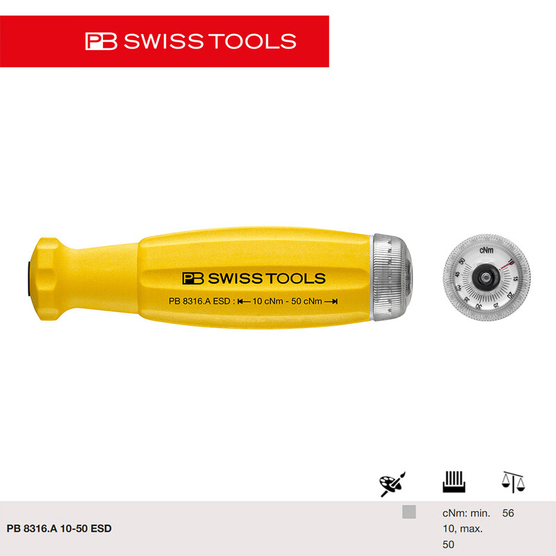 PB SWISS TOOLS/ 瑞铂 ESD可调节扭矩手柄 PB 8316.A 10-50 ESD