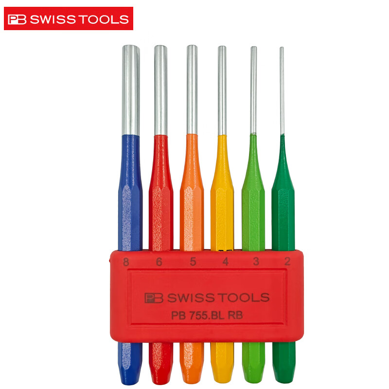 PB SWISS TOOLS/ 瑞铂 彩色八棱柄销式冲头6件套 PB 755.BL RB
