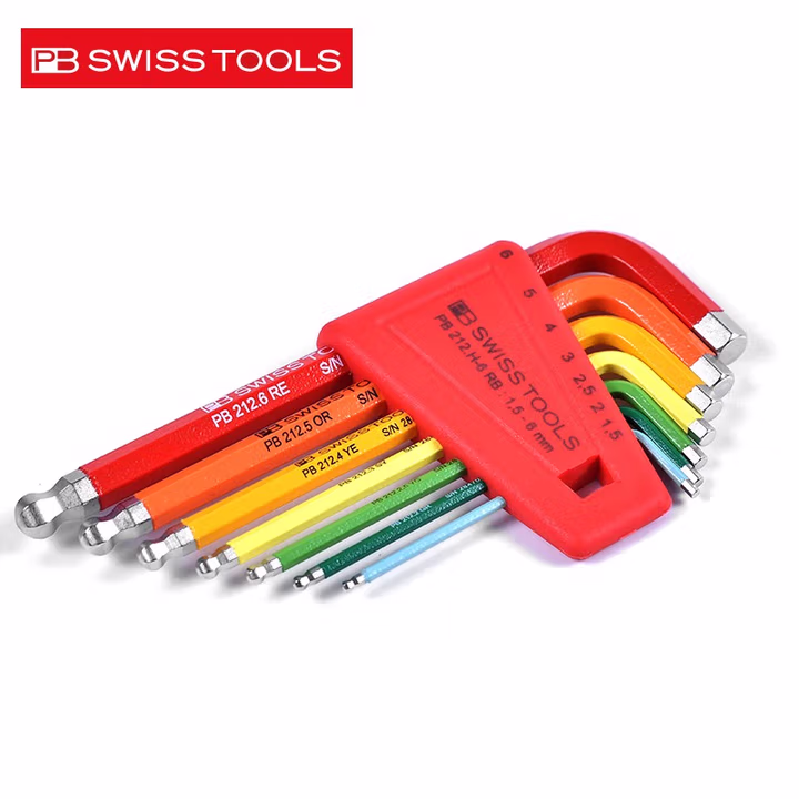PB SWISS TOOLS/ 瑞铂 彩色L型球头加长内六角7件套 PB 212.LH-6 RB