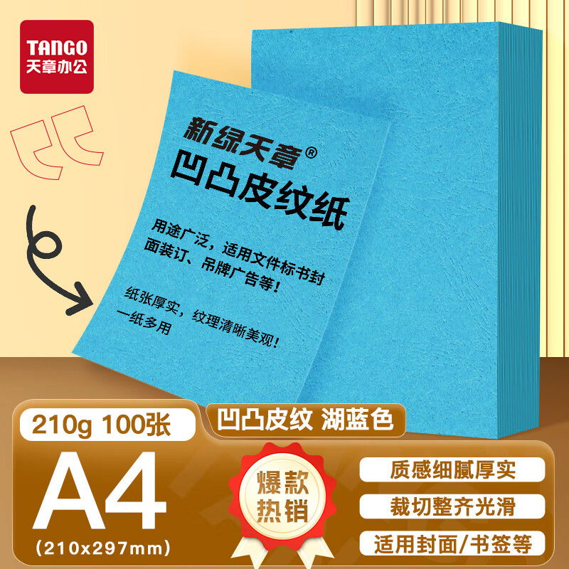 新绿天章P6293云彩纸210克/A4/湖蓝 双面凹凸纹 100页/包