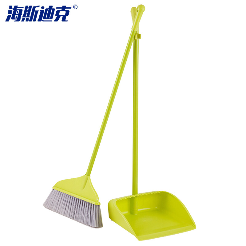 海斯迪克 gnjz-1234 商用塑料软毛扫把簸箕套装 办公室扫帚垃圾斗组合扫地垃圾铲 绿色（12套）