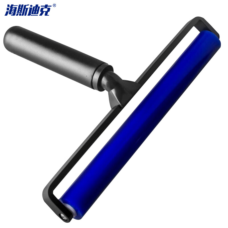 海斯迪克 HK-582 蓝色硅胶除尘滚轮 贴膜吸灰粘尘滚筒 4寸黑塑手柄10cm